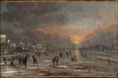 Sport su un fiume ghiacciato da Aert van der Neer